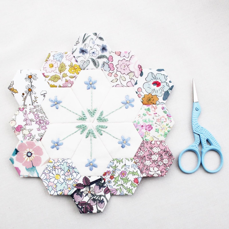 English paper piecing and embroidery 