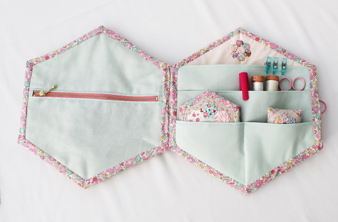 inside hexagon sewing case handmade pouch