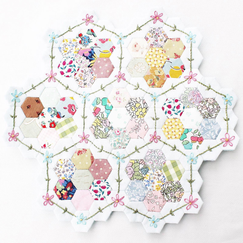 mini epp embroidery quilt